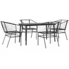 Image de vidaXL - 5-delige - Tuinset - poly - rattan - glas - zwart