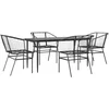 Image de vidaXL - 5-delige - Tuinset - poly - rattan - glas - zwart