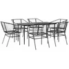 Image de vidaXL - 7-delige - Tuinset - poly - rattan - glas - zwart