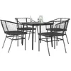 Image de vidaXL - 5-delige - Tuinset - met - kussens - poly - rattan - glas - zwart