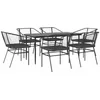 Image de vidaXL - 7-delige - Tuinset - met - kussens - poly - rattan - glas - zwart