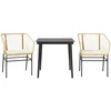 Image de vidaXL - 3-delige - Tuinset - met - kussens - poly - rattan - glas - bruin