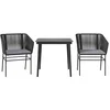 Image de vidaXL - 3-delige - Tuinset - met - kussens - poly - rattan - glas - zwart