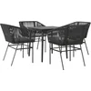 Image de vidaXL - 5-delige - Tuinset - met - kussens - poly - rattan - glas - zwart
