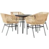 Image de vidaXL - 5-delige - Tuinset - met - kussens - poly - rattan - glas - bruin