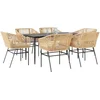 Image de vidaXL - 7-delige - Tuinset - met - kussens - poly - rattan - glas - bruin