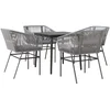 Image de vidaXL - 5-delige - Tuinset - met - kussens - poly - rattan - glas - grijs
