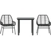 Image de vidaXL - 3-delige - Tuinset - poly - rattan - glas - zwart