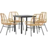 Image de vidaXL - 5-delige - Tuinset - poly - rattan - glas - bruin