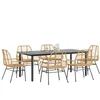 Image de vidaXL - 7-delige - Tuinset - poly - rattan - glas - bruin