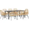Image de vidaXL - 9-delige - Tuinset - poly - rattan - glas - bruin