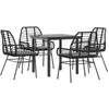 Image de vidaXL - 5-delige - Tuinset - met - kussens - poly - rattan - glas - zwart