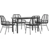 Image de vidaXL - 5-delige - Tuinset - met - kussens - poly - rattan - glas - zwart
