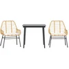Image de vidaXL - 3-delige - Tuinset - met - kussens - poly - rattan - glas - bruin
