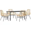 Image de vidaXL - 5-delige - Tuinset - met - kussens - poly - rattan - glas - bruin