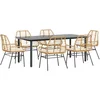 Image de vidaXL - 7-delige - Tuinset - met - kussens - poly - rattan - glas - bruin