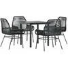 Image de vidaXL - 5-delige - Tuinset - met - kussens - poly - rattan - glas - zwart