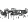 Image de vidaXL - 7-delige - Tuinset - met - kussens - poly - rattan - glas - zwart