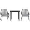 Image de vidaXL - 3-delige - Tuinset - met - kussens - poly - rattan - glas - grijs