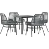 Image de vidaXL - 5-delige - Tuinset - met - kussens - poly - rattan - glas - grijs