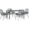 Image de vidaXL - 5-delige - Tuinset - met - kussens - poly - rattan - glas - grijs