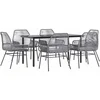 Image de vidaXL - 7-delige - Tuinset - met - kussens - poly - rattan - glas - grijs