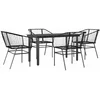Image de vidaXL - 5-delige - Tuinset - poly - rattan - glas - zwart