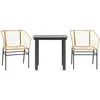 Image de vidaXL - 3-delige - Tuinset - poly - rattan - glas - bruin