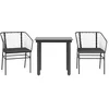 Image de vidaXL - 3-delige - Tuinset - met - kussens - poly - rattan - glas - zwart