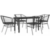 Image de vidaXL - 5-delige - Tuinset - met - kussens - poly - rattan - glas - zwart