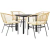 Image de vidaXL - 5-delige - Tuinset - met - kussens - poly - rattan - glas - bruin