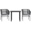 Image de vidaXL - 3-delige - Tuinset - met - kussens - poly - rattan - glas - zwart