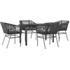 Image de vidaXL - 5-delige - Tuinset - met - kussens - poly - rattan - glas - zwart