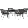Image de vidaXL - 5-delige - Tuinset - met - kussens - poly - rattan - glas - zwart