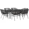 Image de vidaXL - 7-delige - Tuinset - met - kussens - poly - rattan - glas - zwart