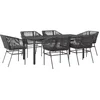 Image de vidaXL - 7-delige - Tuinset - met - kussens - poly - rattan - glas - zwart
