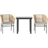 Image de vidaXL - 3-delige - Tuinset - met - kussens - poly - rattan - glas - bruin