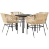 Image de vidaXL - 5-delige - Tuinset - met - kussens - poly - rattan - glas - bruin