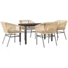Image de vidaXL - 5-delige - Tuinset - met - kussens - poly - rattan - glas - bruin