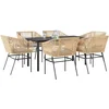 Image de vidaXL - 7-delige - Tuinset - met - kussens - poly - rattan - glas - bruin