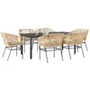 Image de vidaXL - 7-delige - Tuinset - met - kussens - poly - rattan - glas - bruin