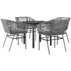 Image de vidaXL - 5-delige - Tuinset - met - kussens - poly - rattan - glas - grijs