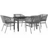 Image de vidaXL - 5-delige - Tuinset - met - kussens - poly - rattan - glas - grijs