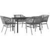 Image de vidaXL - 5-delige - Tuinset - met - kussens - poly - rattan - glas - grijs