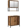 Image de vidaXL - Badkamermeubel - Set - met - plank - 2 - pcs - Bruin - Bewerkt - hout