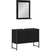 Image de vidaXL - Badkamermeubel - Set - Wandgemonteerd - 2 - pcs - Zwart - Bewerkt - hout