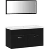 Image de vidaXL - Badkamermeubel - Set - met - opslag - 3 - pcs - Zwart - Eiken - Bewerkt - hout