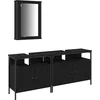 Image de vidaXL - Badkamermeubels - met - plank - met - opslag - 3 - pcs - Zwart - Bewerkt - hout
