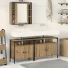 Image de vidaXL - Badkamermeubels - met - plank - met - opslag - 3 - pcs - Bruin - Bewerkt - hout