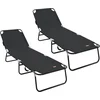 Image de vidaXL - Opvouwbare - zonnebed - 2 - pcs - Zwart - 188 - x - 57 - x - 86,5 - cm - Polyester